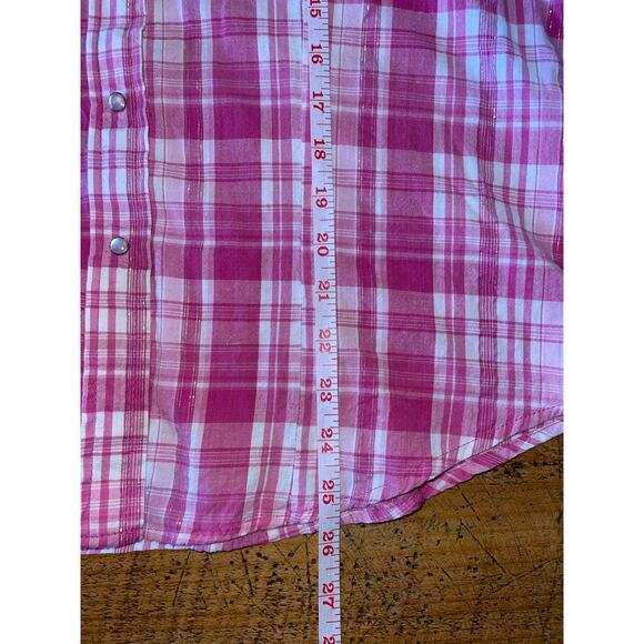 Womens Back in the Saddle Pink White Long Sleeve Button Down Shirt Size M‎ - Picture 10 of 10